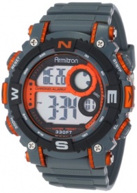 Armitron Men's 40/8284ORG Sport Large Metallic Orange Accented Grey Resin Strap Chronograph Digital Watch