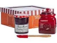 Le Creuset Stoneware Berry Jam Jar & Bonne Maman Jam Gift Set