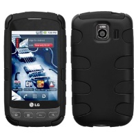 MyBat LGLS670HPCSK040NP Rubberized Fishbone Protective Case for LG Optimus S/Optimus U/Optimus V - 1 Pack - Retail Packaging - Black