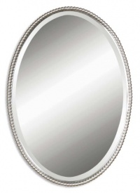 Carolyn Kinder Sherise Oval Mirror in Brushed Nickel Finish