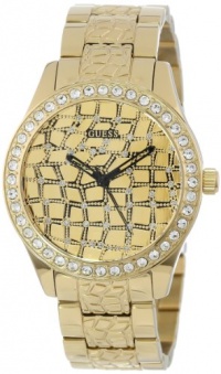 GUESS U0236L2 Gold-Tone Animal-Embossed Feminine Sport Watch