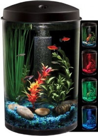 KollerCraft AQUARIUS AquaView 360 Aquarium Kit with LED Light - 3-Gallon