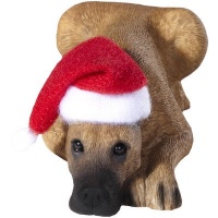 Sandicast Fawn Great Dane with Santa Hat Christmas Ornament