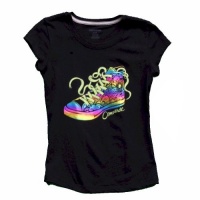 Converse Youth Girl's Rainbow Chuck Taylor Short Sleeve T-Shirt (Medium - Ages 10-12, Black)