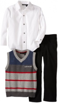 Calvin Klein Boys 2-7 Vest With White Shirt And Pants, Gray, 6