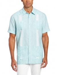 Cubavera Men's Linen Short Sleeve Guayabera with Embroidery Detail