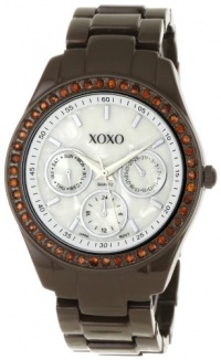 XOXO Women's XO5300A Rhinestone Accent Brown Enamel Bracelet Watch