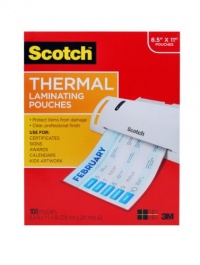 Scotch Thermal Laminating Pouches 8.9 x 11.4 Inches, 100-Pack (TP3854-100)