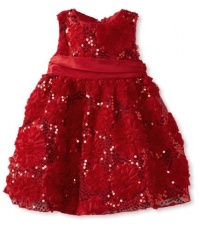 Rare Editions Girls 2T-6x Red Soutache Flower Sequin Dress, 6