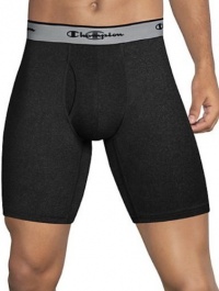 Champion Men's Tech Performance Long Boxer Brief CT9P, Black, M