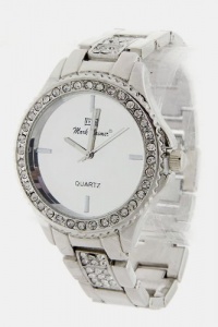 TRENDY FASHION CRYSTAL STUDDED BRACELET WATCH BY FASHION DESTINATION | (Silver)