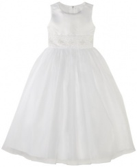 Us Angels Girls 7-16 Dress With Handbeaded Cummerbund, White, 8