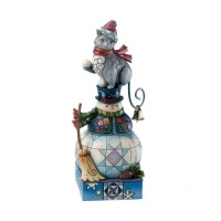 Jim Shore Heartwood Creek from Enesco Cat on Snowman Figurine 8 IN