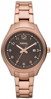 Fossil Women's AM4366 Stainless Steel Analog Brown Dial Watch