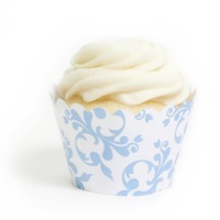 Dress My Cupcake Sky Blue Filigree Cupcake Wrappers, Set of 12