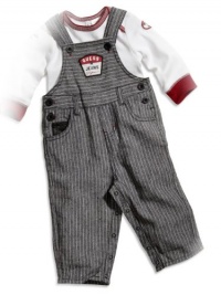 GUESS Kids Boys newborn tee and overalls set (0-9m), STRIPE (3/6M)