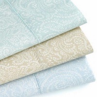 Martha Stewart Ainsley 400T Soft Blue Paisley King Flat Sheet