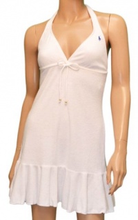 POLO Ralph Lauren Women's Big Pony Halter Dress Bikini Cover up White-Large