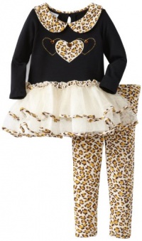 Bonnie Jean Girls 2-6X Leopard Trim Tutu Legging Set, Brown, 2T