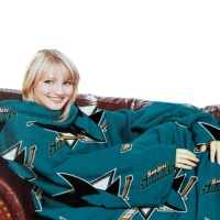 NHL San Jose Sharks Comfy Throw, Blanket with Sleeves Repeat Design