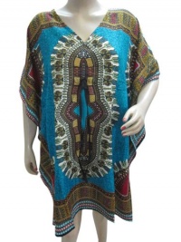 Boho Kaftan Blue Trident Cover up Caftan Beach Dress Plus Size