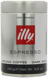 illy, Ground Espresso Coffe, Dark Roast, 8.8-Ounce Tins (Pack of 2)