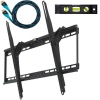 Cheetah Mounts APTMM2B Flush Tilt (1.3 Profile) TV Wall Mount Bracket for 32-65 inch LED, LCD and Plasma Flat Screen TVs Up To VESA 684x400 and 165lbs, Including a Twisted Veins 10' Braided High Speed with Ethernet HDMI Cable and a 6 3-Axis Magnetic Bub