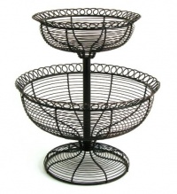 2 Tier French Loop Wrought Iron Basket - Brushed Copper Finish