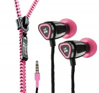 Zipbuds JUICED In-Ear Earbuds with Tangle Free Zipper Cabling (Pink)