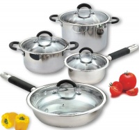 Cook N Home 8 Piece Stainless Cookware Set Encapsulated Bottom