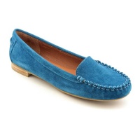 Lucky Brand Corral Womens Size 9 Blue Moc Leather Loafers Shoes