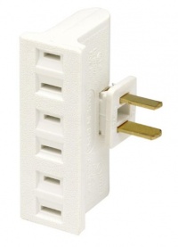 Leviton 69-W-15 Amp, 125 Volt, Triple Outlet Swivel Adapter, White