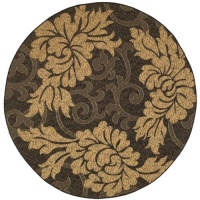 Safavieh Courtyard Collection CY6957-46 Black and Natural Indoor/Outdoor Round Area Rug, 6-Feet 7-Inch Round