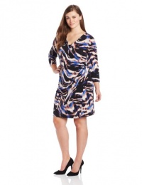 Calvin Klein Women's Plus-Size Printed Wrap Dress with Hardware