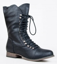 Breckelle's GEORGIA-84 / 24 / 34 Women Military Style Lace Up Mid Calf Combat Fighting Boot