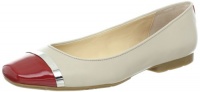 Calvin Klein Women's Pash Patent/Shiny Nappa Flat,Red/Oatmeal,9 M US