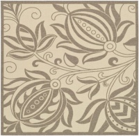 Safavieh CY2961-3001 Courtyard Collection 6-Feet 7-Inch Antigua Indoor/Outdoor Square Area Rug, Natural and Brown