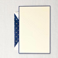 Crane & Co. Navy Blue Hand Bordered Fleur De Lis Half Sheet (CH3303)