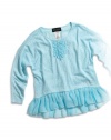 GUESS Kids Girls little girl burnout top, AQUA (4)