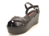 Prada Sport Black Patent Leather Platform Sandals 37.5 EU/ 7 US Style. 3XZ195