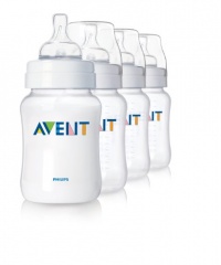 Philips AVENT 9 Ounce BPA Free Classic Polypropylene Bottles, 4-Pack