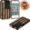 myLife (TM) Rustic American Flag Series (Piece Snap On) Hardshell Plates Case for the iPhone 4/4S (4G) 4th Generation Touch Phone (Clip Fitted Front and Back Solid Cover Case + Rubberized Tough Armor Skin + Lifetime Warranty + Sealed Inside myLife Authori