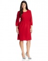 AGB Women's Plus-Size 3/4 Sleeve Sweater Dress