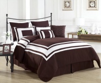 Cozy Beddings Lux Décor Collection 8-Piece Comforter Set, King, Brown