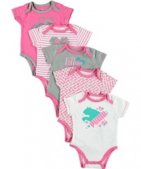 Puma Follow Your Heart 5-Pack Bodysuits - pink/gray, 0 - 3 months