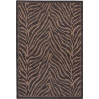 Couristan Recife Zebra Indoor/Outdoor Area Rug - Black/Cocoa Size - 7.6 ft. Round