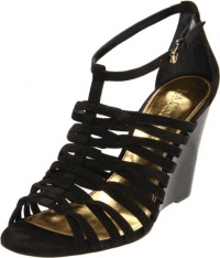 Lauren Ralph Lauren Women's Damalise Wedge Sandal,Black,9.5 B US