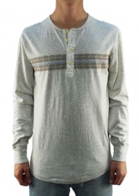 Lucky Brand Men's 1/4 Button-Up Long Sleeve Henley Shirt Heather Gray