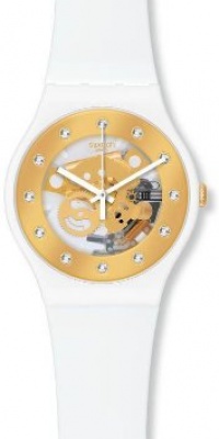 Swatch Originals Sunray Glam Skeleton Dial White Plastic Mens Watch SUOZ148