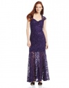 Jump Juniors Glitter Lace Gown with Flounce Hem, Purple, 1/2